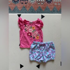 Garanimals|Baby girl,toddler set-pink floral tee & mermaid scale shorts•••2T